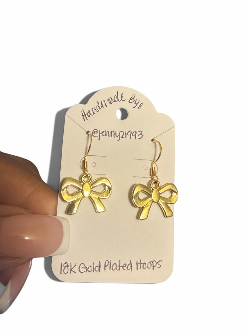 New! Jenny’s Handmade Gold Bow Earrings- 18k Gold Plated Hoops